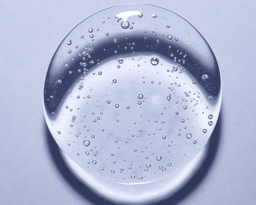 Close-up of a clear liquid droplet